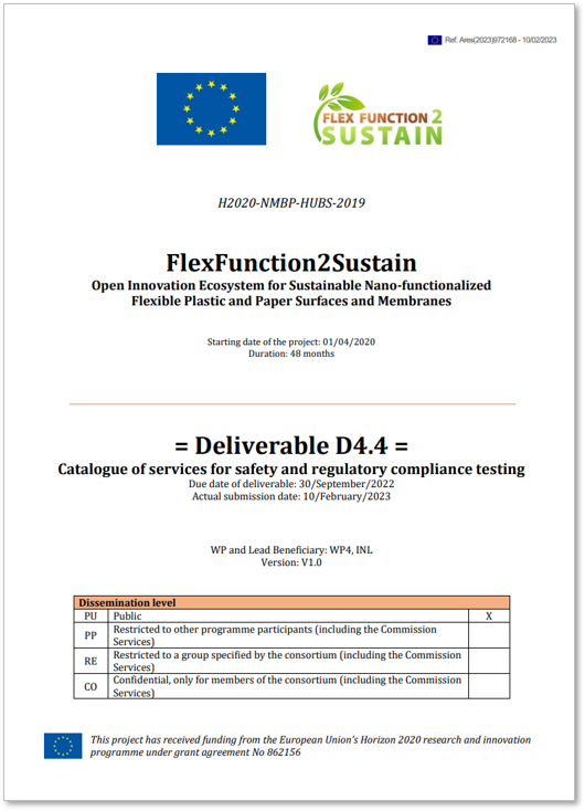 Catalogue of services for safety and regulatory compliance testing – FlexFunction2Sustain project deliverable